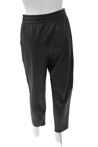 Zara Mens Cropped Jogger Pants Black Polyurethane Drawstring Size XS