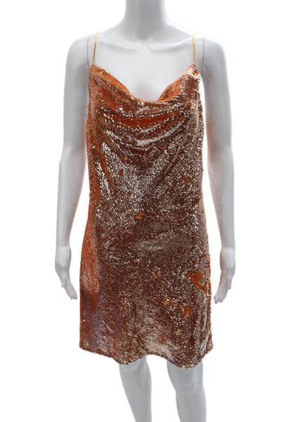 Toccin Women Slip Dress Orange Knee Length Sleeveless Poly Size 4