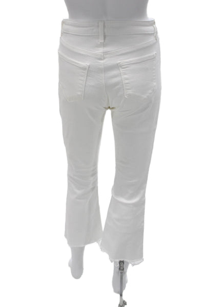 L'Agence Womens Cropped Jeans White High Rise Button 24in Size 26