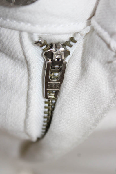 L'Agence Womens Cropped Jeans White High Rise Button 24in Size 26