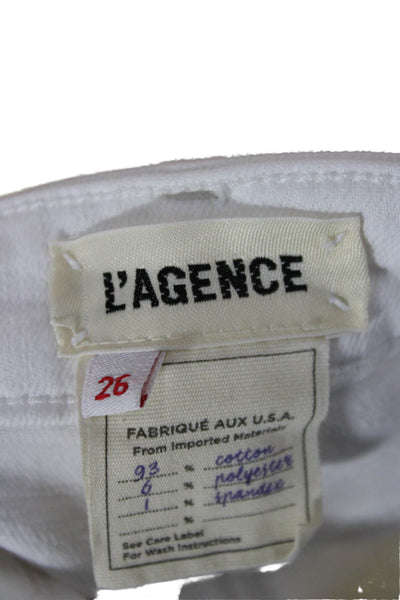 L'Agence Womens Cropped Jeans White High Rise Button 24in Size 26