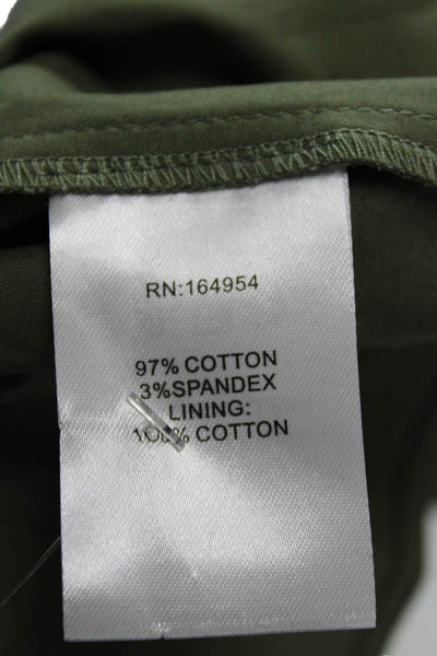 Toccin Women Army Green V Neck Short Sleeve Buckle Blouse Size 2