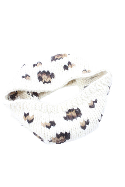 Eugenia Kim Womens Wool Animal Print Chunky Knit Loop Scarf Beige