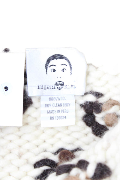 Eugenia Kim Womens Wool Animal Print Chunky Knit Loop Scarf Beige