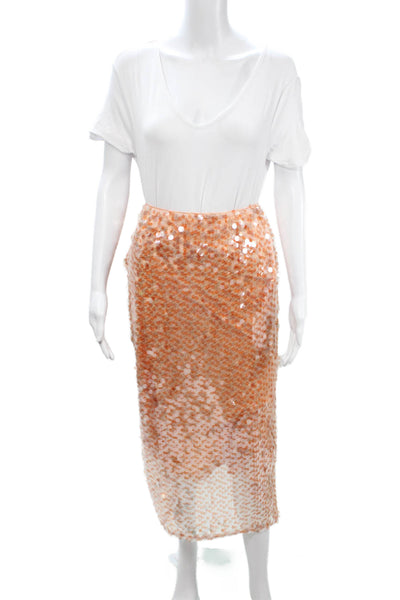 Toccin Womens Straight Pencil Long Orange Polyester Skirt Size 2