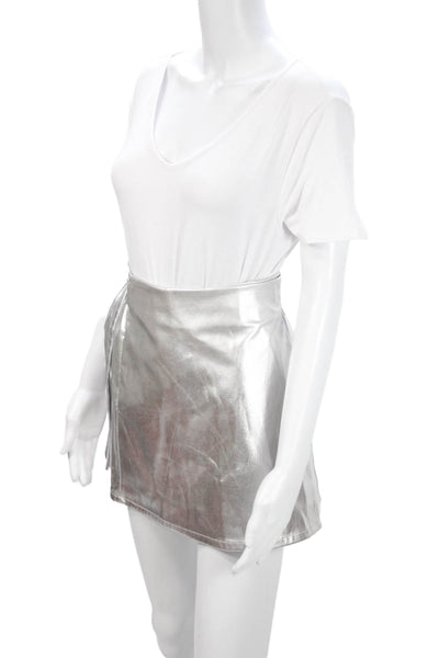 Toccin Womens Gray Mini Wrap Skirt Solid 100% Polyester Short Size 4