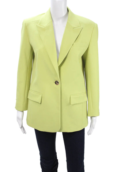 Toccin Women Green Collared Button Blazer Long Sleeve Solid Size 2