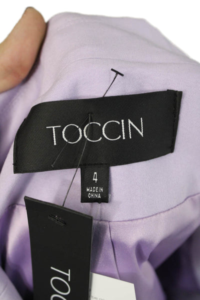 Toccin Womens Purple Collared Button Blazer Long Sleeve Size 4
