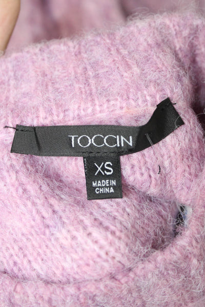 Toccin Womens Pullover Sweater Pink Crew Neck Acrylic Long Sleeve 90s Size XS