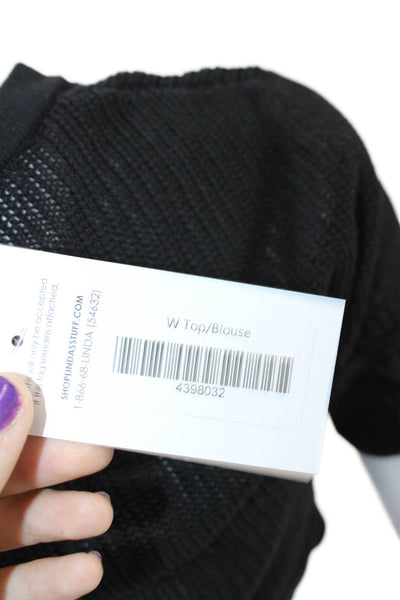 Toccin Womens Brown Acrylic Cardigan Crew Neck Button Long Sleeve Size XS