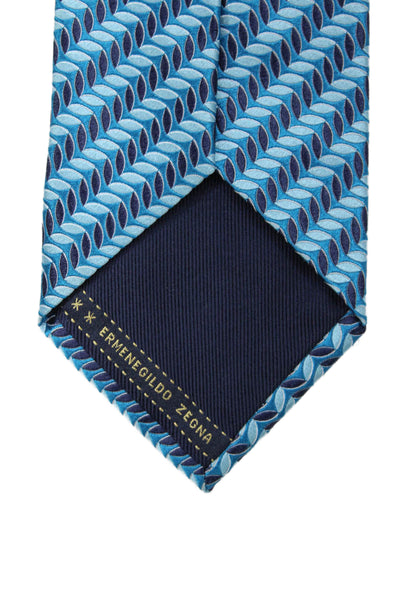 Ermenegildo Zegna Mens Silk Printed Wide Necktie Blue