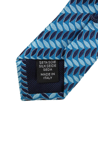 Ermenegildo Zegna Mens Silk Printed Wide Necktie Blue