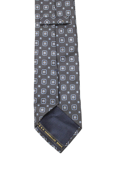 Ermenegildo Zegna Mens Silk Geometric Print Necktie Multi Colored