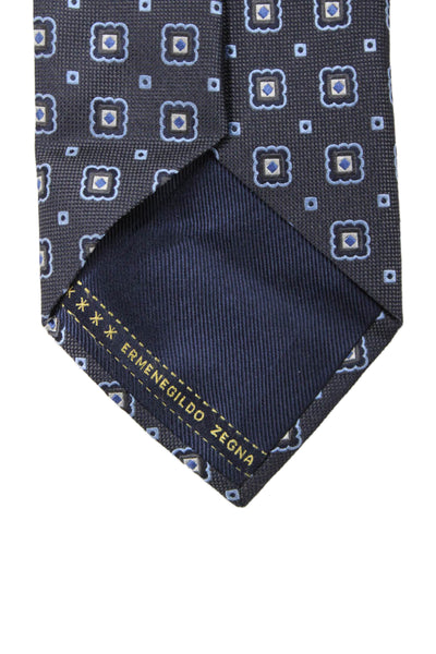 Ermenegildo Zegna Mens Silk Geometric Print Necktie Multi Colored