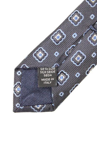 Ermenegildo Zegna Mens Silk Geometric Print Necktie Multi Colored