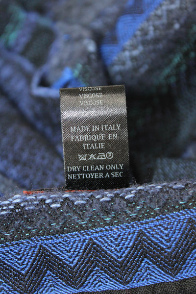 Missoni Orange Label Womens Striped Scarf Navy Blue Black Wool Blend