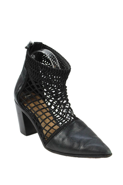 Schutz Womens Mesh Detail Pointed Toe Heels Black Size 6.5