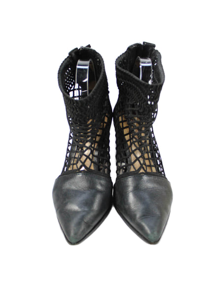 Schutz Womens Mesh Detail Pointed Toe Heels Black Size 6.5
