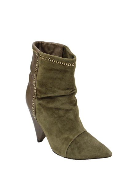 Isabel Marant Womens Suede Leather Grommet Detail Boots Shoes Green Size 8