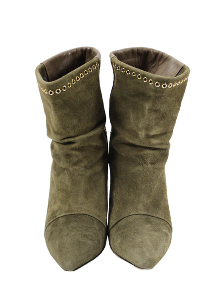Isabel Marant Womens Suede Leather Grommet Detail Boots Shoes Green Size 8