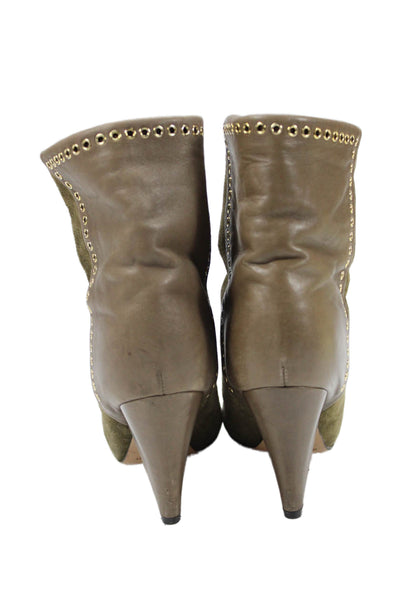 Isabel Marant Womens Suede Leather Grommet Detail Boots Shoes Green Size 8