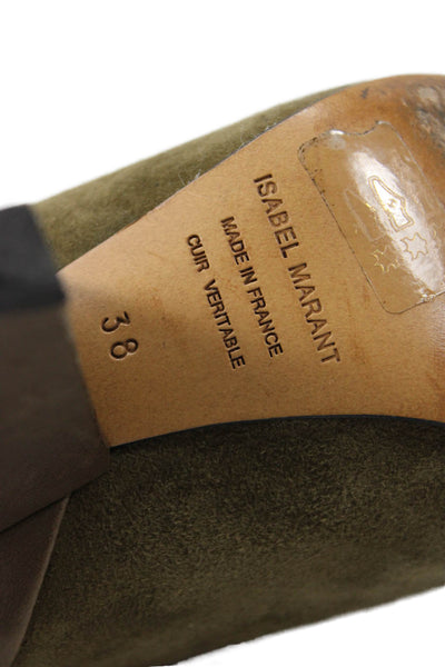 Isabel Marant Womens Suede Leather Grommet Detail Boots Shoes Green Size 8