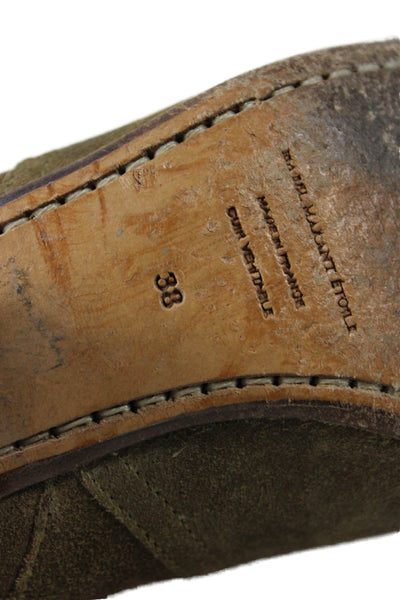 Isabel Marant Etoile Womens Suede Zip Block Heels Ankle Boots Shoes Brown Size 8