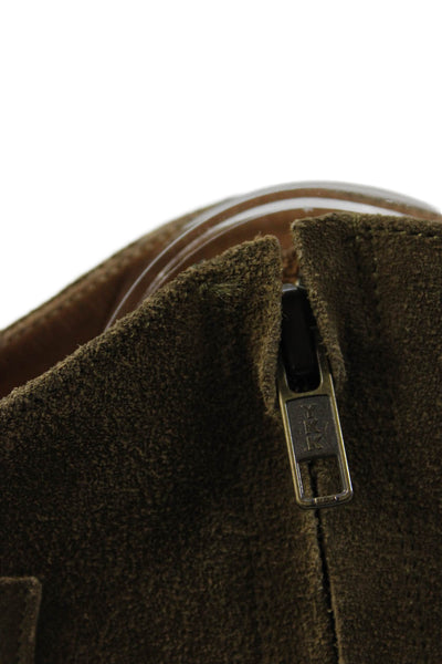 Isabel Marant Etoile Womens Suede Zip Block Heels Ankle Boots Shoes Brown Size 8