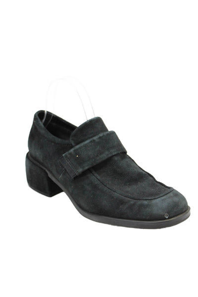 ECCO Womens Suede Square Toe Loafers Black Size 41 11