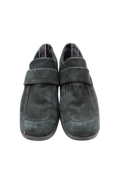ECCO Womens Suede Square Toe Loafers Black Size 41 11