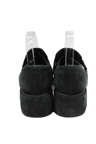 ECCO Womens Suede Square Toe Loafers Black Size 41 11