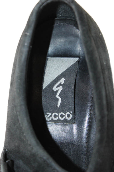 ECCO Womens Suede Square Toe Loafers Black Size 41 11