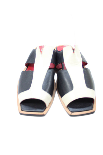 Mafalda Womens Leather Open Toe  Slide On Sandals Black Size 10
