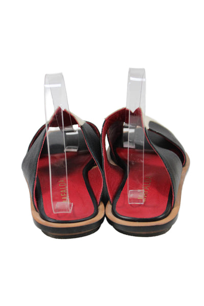 Mafalda Womens Leather Open Toe  Slide On Sandals Black Size 10