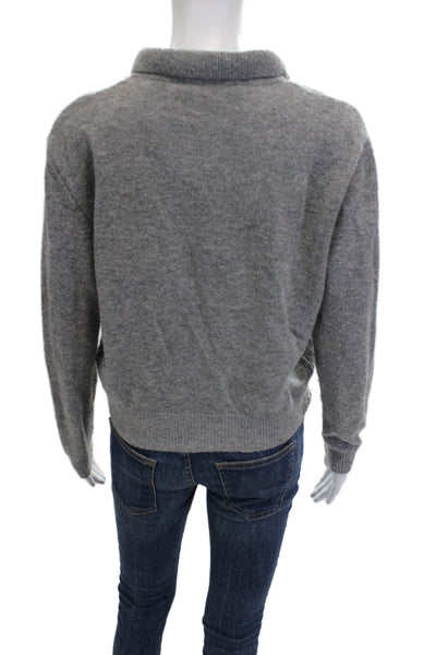 Zara Women Cardigan Gray Collared Button Butterfly Wool Acrylic Size M