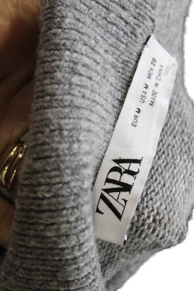 Zara Women Cardigan Gray Collared Button Butterfly Wool Acrylic Size M