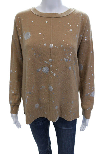 Pure Amici Unisex Pullover Sweater Brown 100% Cashmere Round Neck Size S