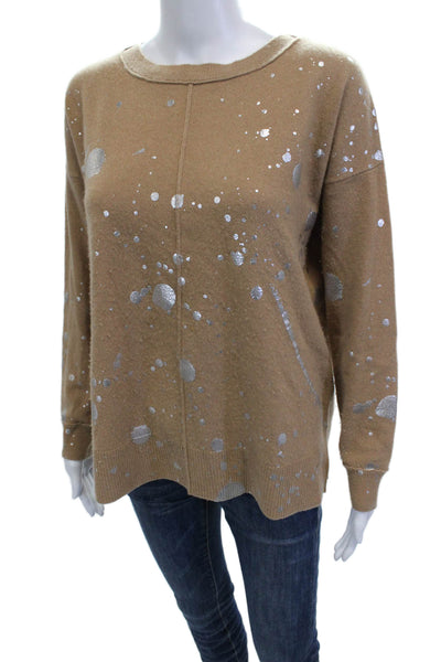 Pure Amici Unisex Pullover Sweater Brown 100% Cashmere Round Neck Size S