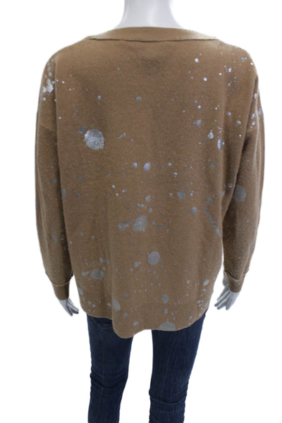 Pure Amici Unisex Pullover Sweater Brown 100% Cashmere Round Neck Size S