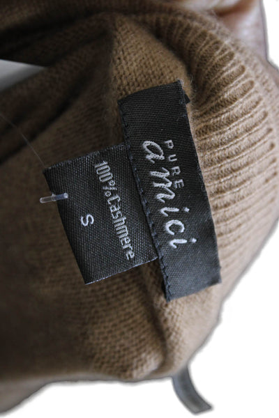 Pure Amici Unisex Pullover Sweater Brown 100% Cashmere Round Neck Size S