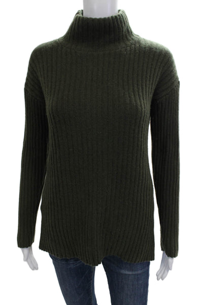 Pure Amici Womens Pullover Cashmere Turtleneck Green Long Sleeve Size M