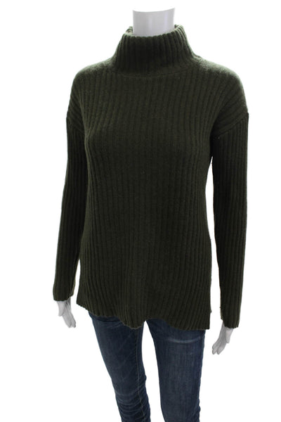 Pure Amici Womens Pullover Cashmere Turtleneck Green Long Sleeve Size M