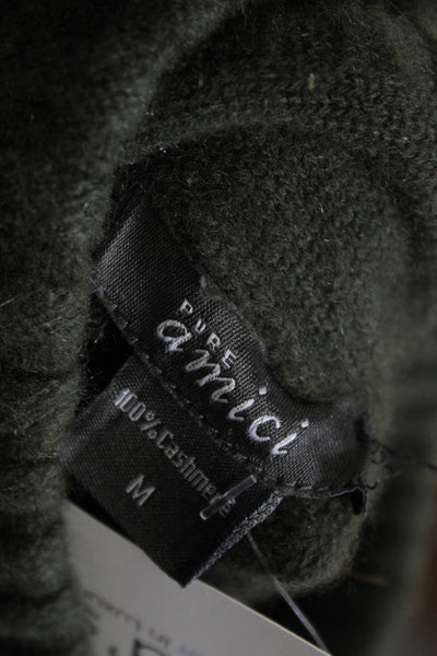 Pure Amici Womens Pullover Cashmere Turtleneck Green Long Sleeve Size M