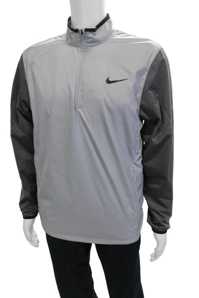 Nike Golf Mens Windbreaker Gray Polyester Zip Mock Neck Long Sleeve Size S