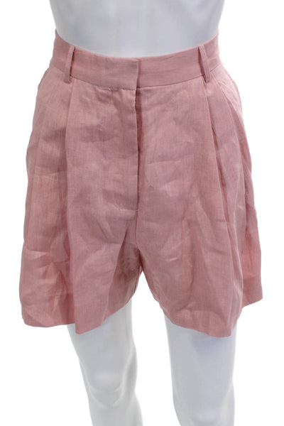 Staud Women Pink Linen Chino Shorts Size 2