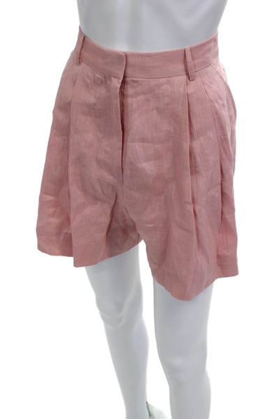 Staud Women Pink Linen Chino Shorts Size 2