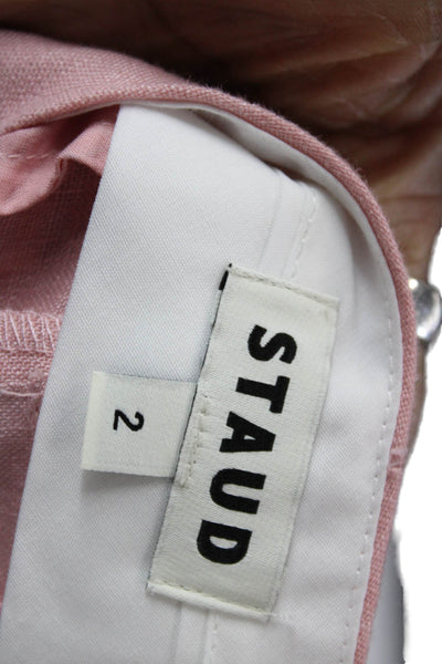 Staud Women Pink Linen Chino Shorts Size 2