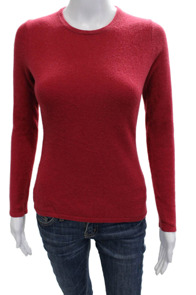 Saks Fifth Avenue Womens Pullover Cashmere Crew Neck Long Sleeve Red Size S