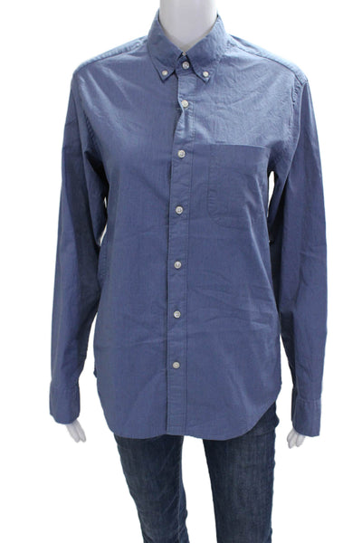 J Crew Mens Button-Down Collared Long Sleeve Shirt Blue Size S