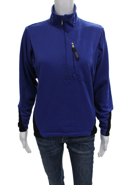Patagonia Women Blue Pullover Sweatshirt Zip Mock Neck Long Sleeve Size S